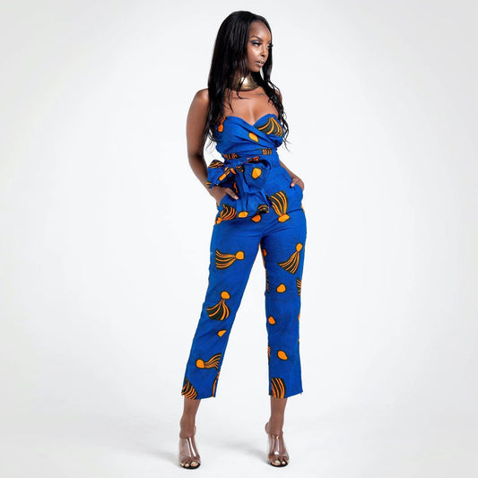 Printing Strap Side Pocket Cropped Jumpsuit Multi-Wear