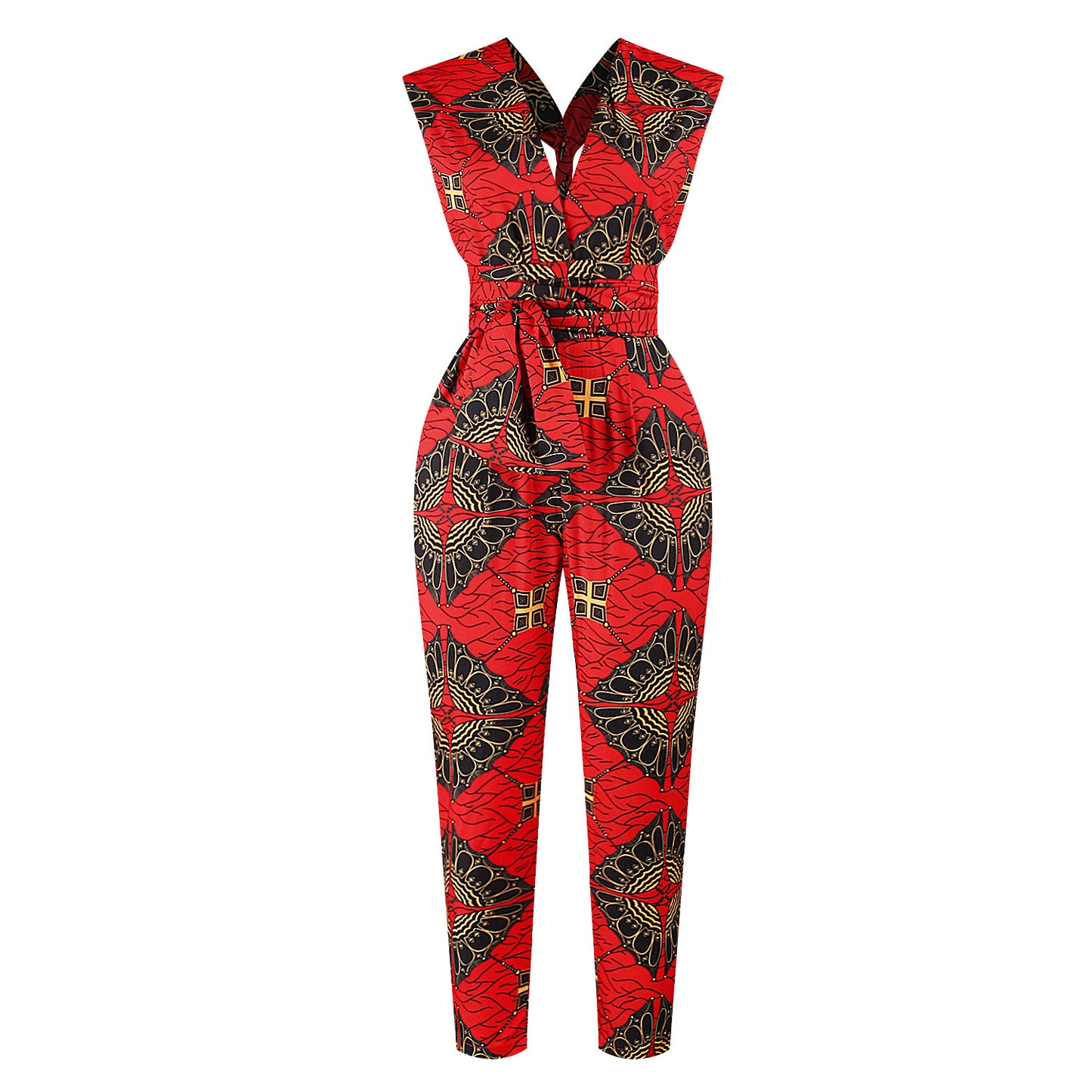 Printing Strap Side Pocket Cropped Jumpsuit Multi-Wear