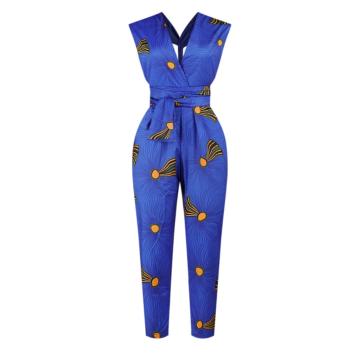 Printing Strap Side Pocket Cropped Jumpsuit Multi-Wear