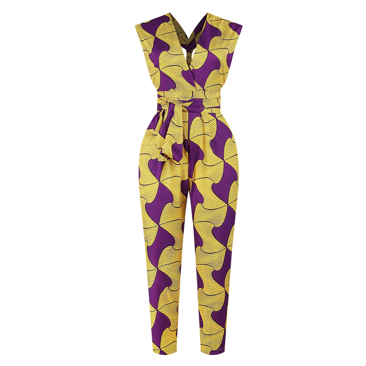 Printing Strap Side Pocket Cropped Jumpsuit Multi-Wear